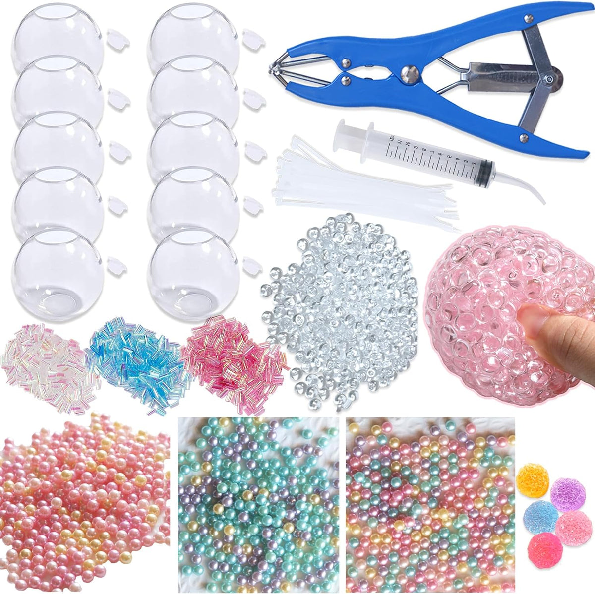 Sensa DIY Stress Ball Kit | 6 Filling Packs, 10 Soft Transparent Skins - Hartwella