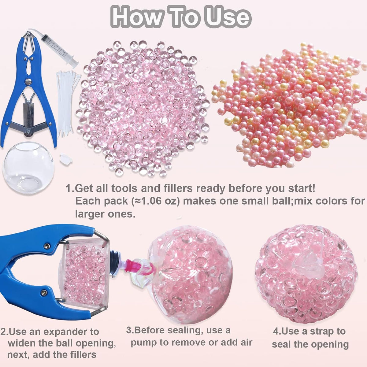 Sensa DIY Stress Ball Kit | 6 Filling Packs, 10 Soft Transparent Skins - Hartwella