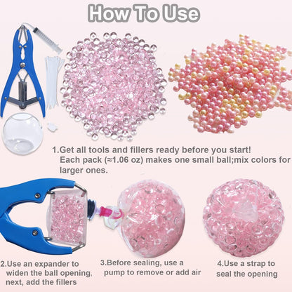 Sensa DIY Stress Ball Kit | 6 Filling Packs, 10 Soft Transparent Skins - Hartwella