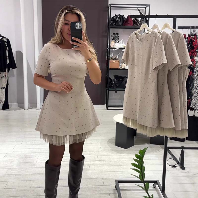 Sera Mini Dress | Sparkling Lace Trim - Hartwella