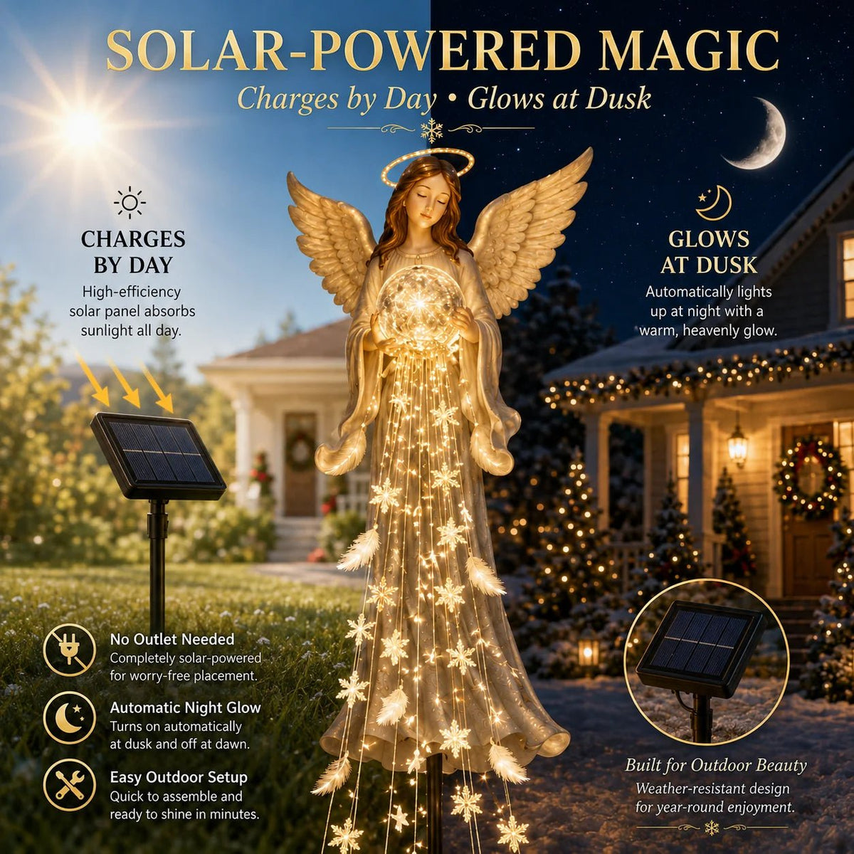Sera Solar Garden Light | Angel Design, Weather-Resistant Outdoor Illumination - Hartwella