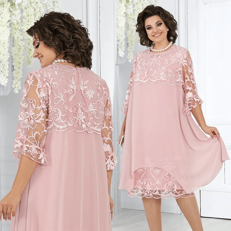 Serene Lace Dress | Breathable, Plus Size Available, Knee - Length Summer Style - Hartwella