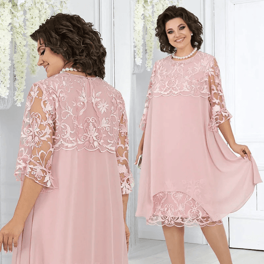 Serene Lace Dress | Breathable, Plus Size Available, Knee - Length Summer Style - Hartwella