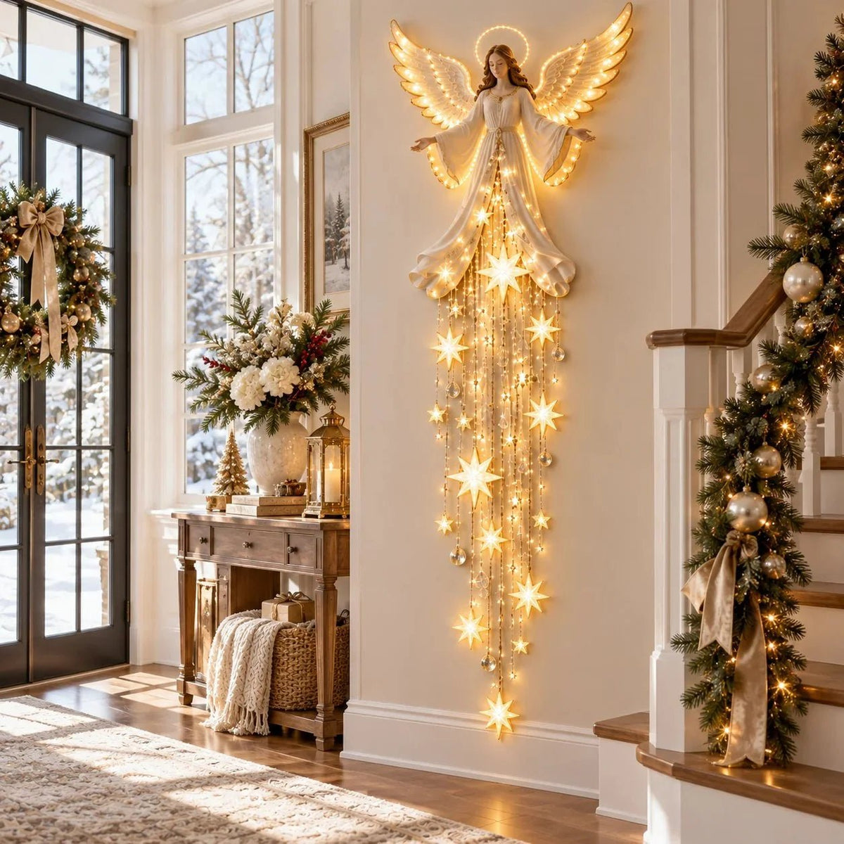 Serenlight Wall Art Décor | Lighted Jesus, Angel & Nativity Design for Living Room - Hartwella