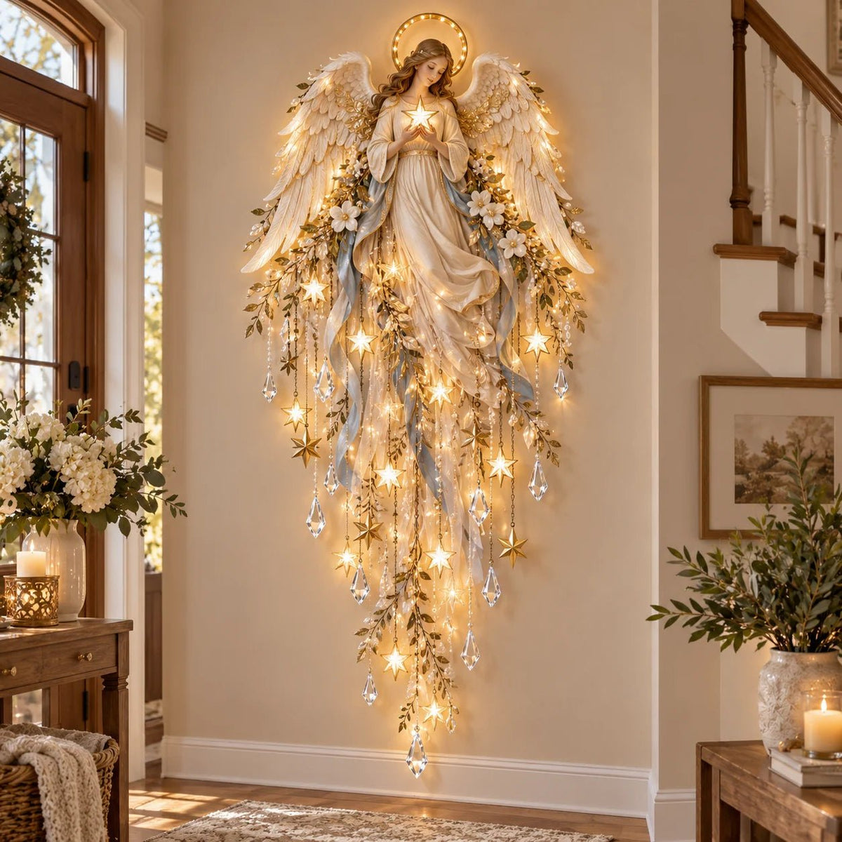 Serenlight Wall Art Décor | Lighted Jesus, Angel & Nativity Design for Living Room - Hartwella