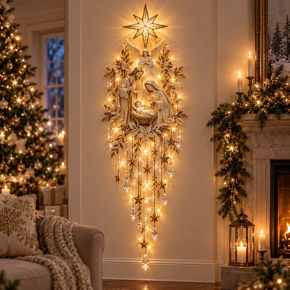 Serenlight Wall Art Décor | Lighted Jesus, Angel & Nativity Design for Living Room - Hartwella