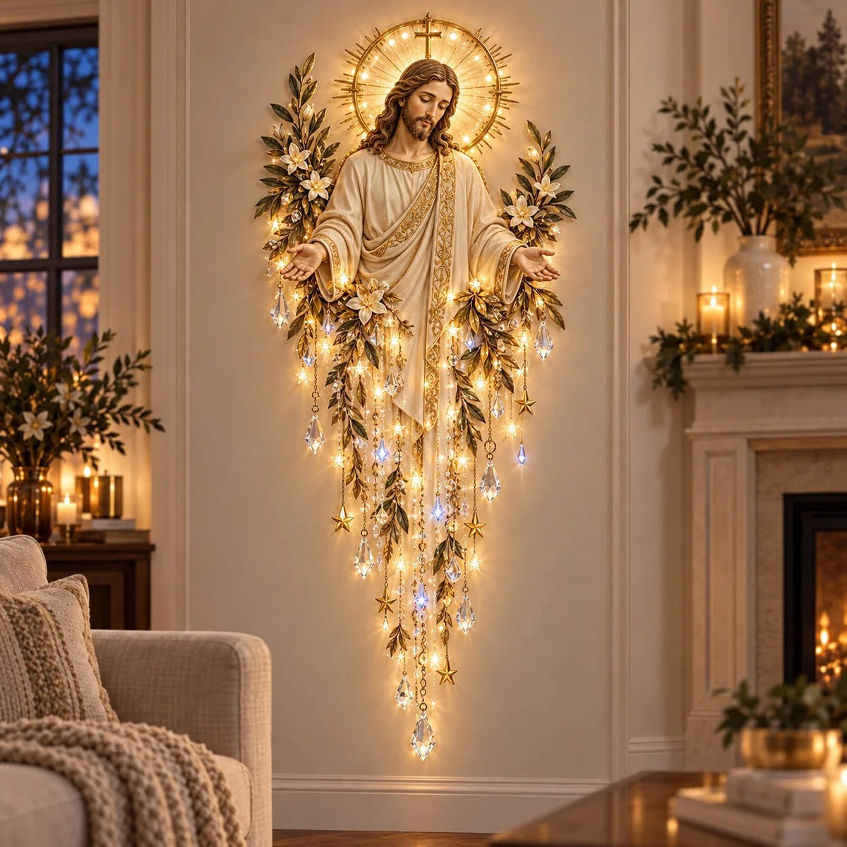 Serenlight Wall Art Décor | Lighted Jesus, Angel & Nativity Design for Living Room - Hartwella