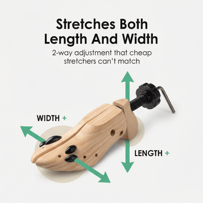 ShoeStretch Pro | 2-Way Wooden Shoe Stretcher with Bunion Relief - Hartwella