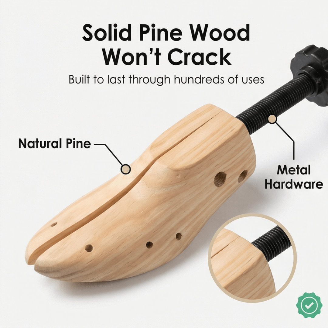 ShoeStretch Pro | 2-Way Wooden Shoe Stretcher with Bunion Relief - Hartwella