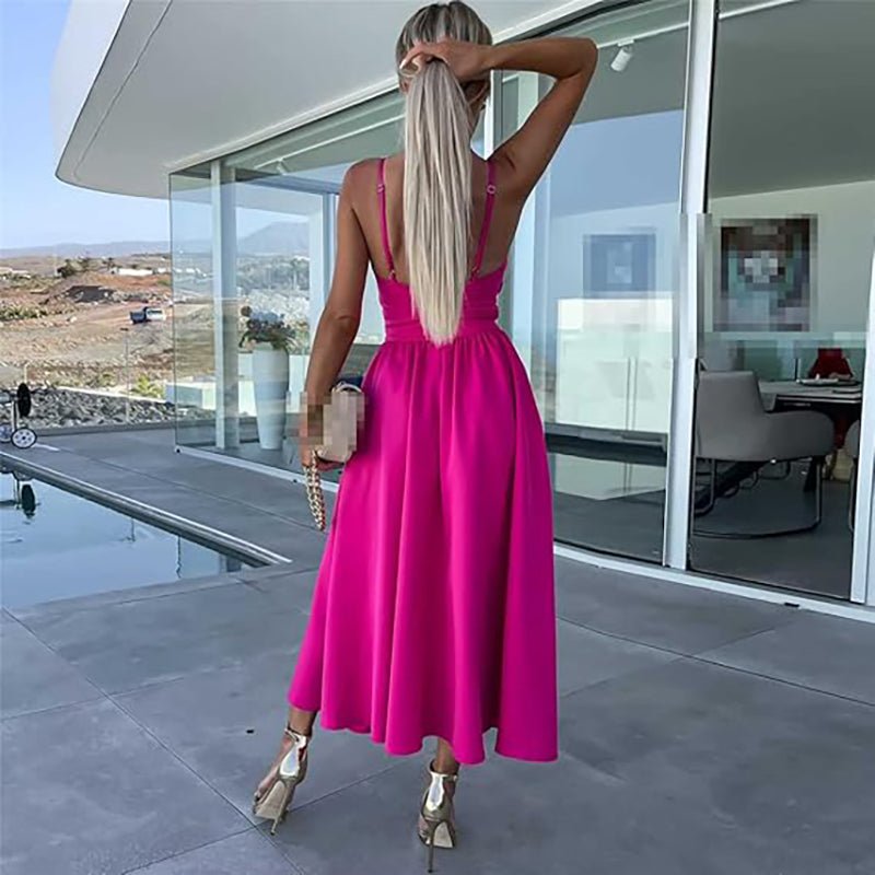 Sienna Spaghetti Strap Dress | Elegant Black Cocktail Dress with High Slit - Hartwella