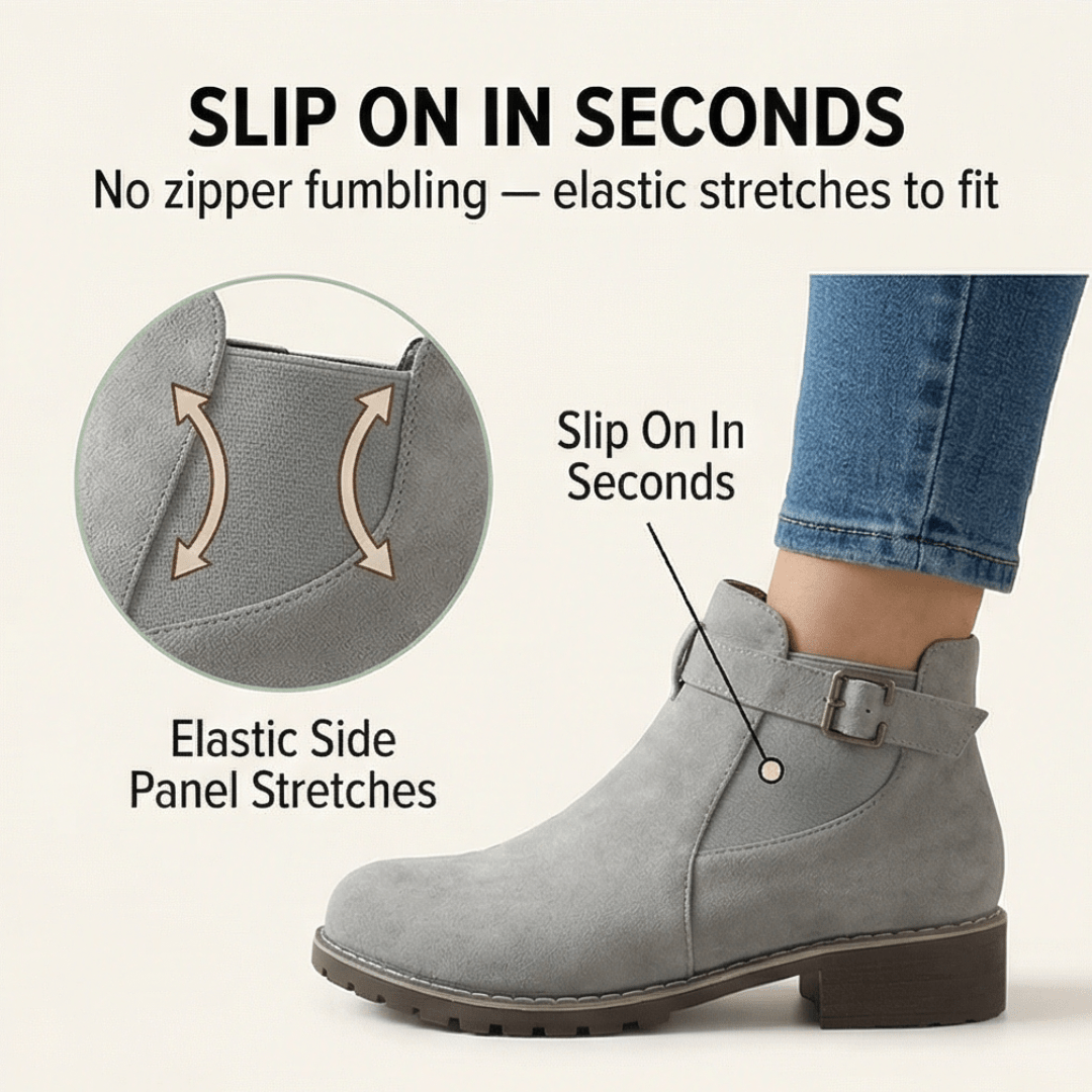 Sierra Ankle Booties | Suede-Look, Easy Slip-On - Hartwella