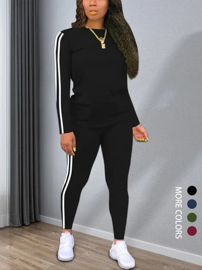Sierra Striped Two - Piece Set | Long Sleeve Top & Pants - Hartwella