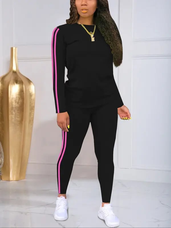 Sierra Striped Two - Piece Set | Long Sleeve Top & Pants - Hartwella
