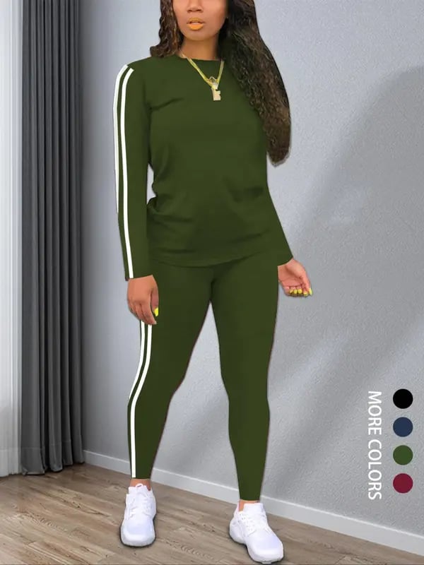 Sierra Striped Two - Piece Set | Long Sleeve Top & Pants - Hartwella