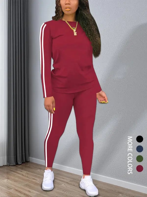 Sierra Striped Two - Piece Set | Long Sleeve Top & Pants - Hartwella