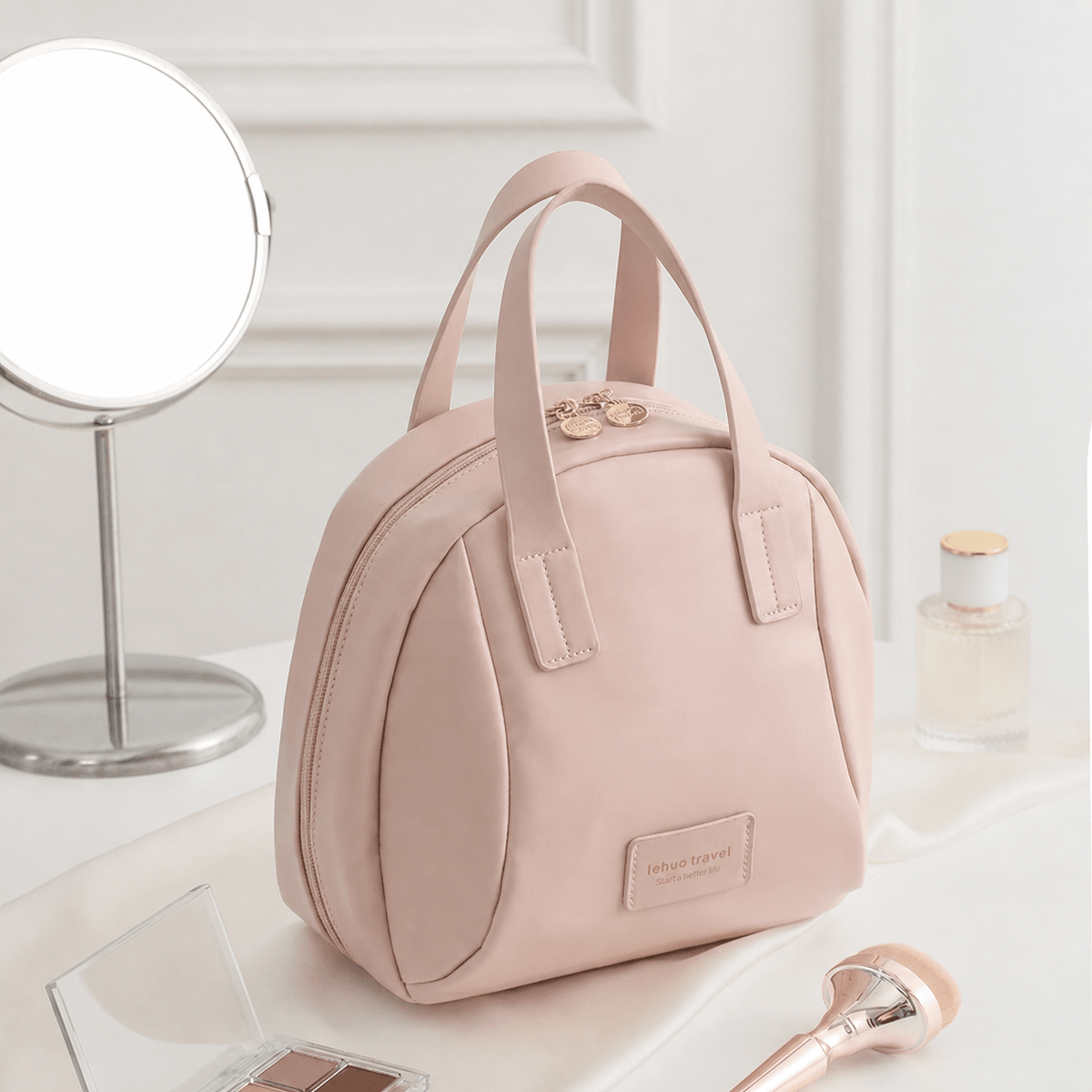 Sierra Travel Makeup Bag | Waterproof PU Leather, Multi-Layer Design - Hartwella