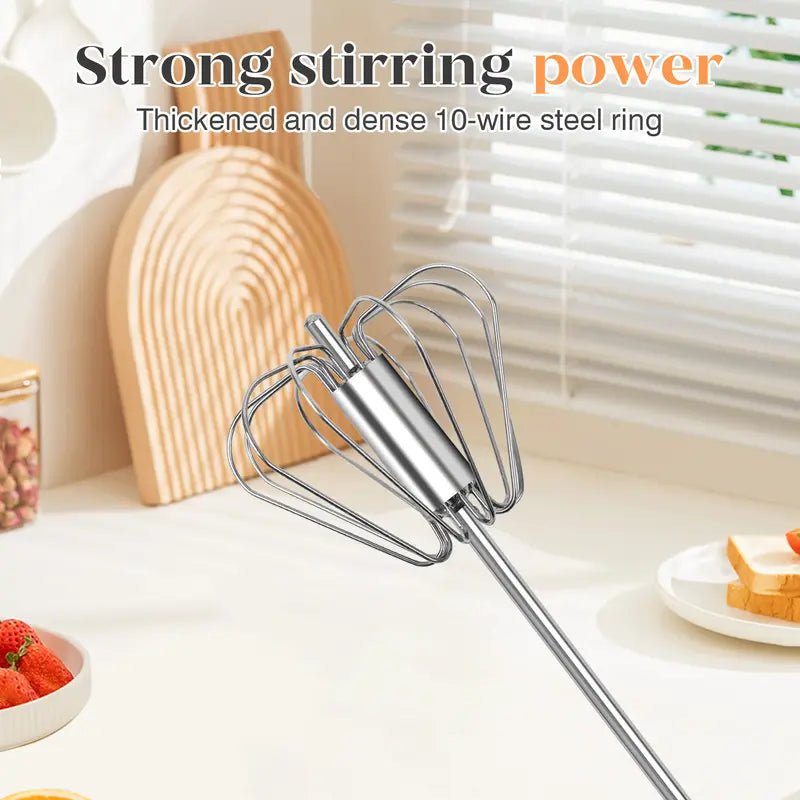 Sileo Rotary Whisk | Stainless Steel, Ergonomic Hand-Push Design - Hartwella