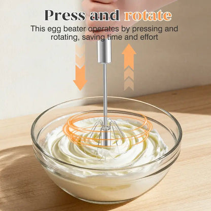 Sileo Rotary Whisk | Stainless Steel, Ergonomic Hand-Push Design - Hartwella
