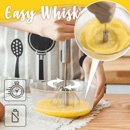 Sileo Rotary Whisk | Stainless Steel, Ergonomic Hand-Push Design - Hartwella