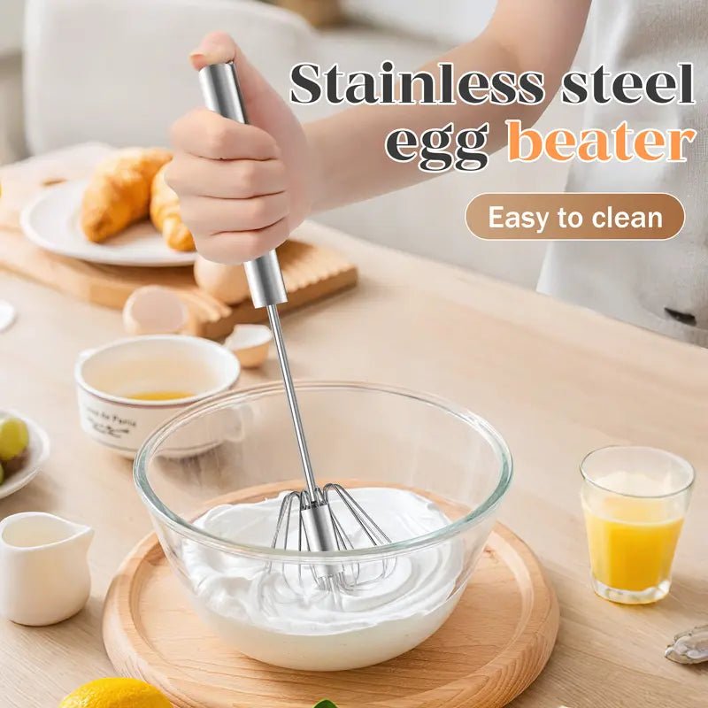 Sileo Rotary Whisk | Stainless Steel, Ergonomic Hand-Push Design - Hartwella