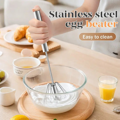 Sileo Rotary Whisk | Stainless Steel, Ergonomic Hand-Push Design - Hartwella
