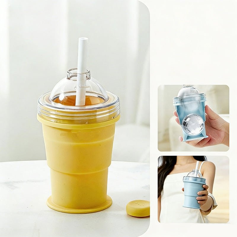 Silo Collapsible Cup | Food - Grade Silicone, Leak - Proof with Straw - Hartwella