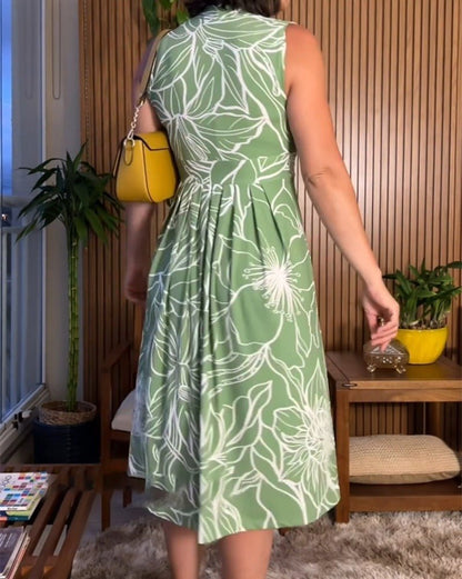 Sleek V - Neck Dress | Waist - Cinching, Sleeveless - Hartwella