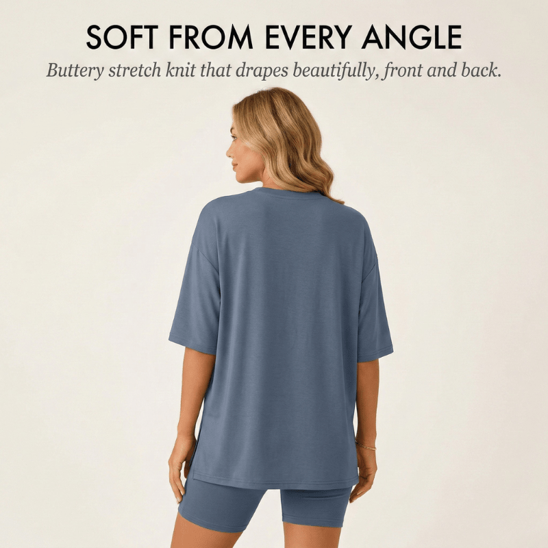 Sofi Lounge Set | Oversized Top & Fitted Biker Shorts, Women's Loungewear - Hartwella