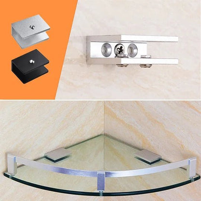 Sola Glass Clip | Space Aluminum, Easy Installation for 8 - 12mm Thick Glass - Hartwella