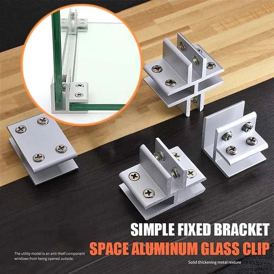 Sola Glass Clip | Space Aluminum, Easy Installation for 8 - 12mm Thick Glass - Hartwella