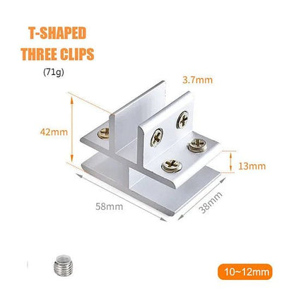 Sola Glass Clip | Space Aluminum, Easy Installation for 8 - 12mm Thick Glass - Hartwella