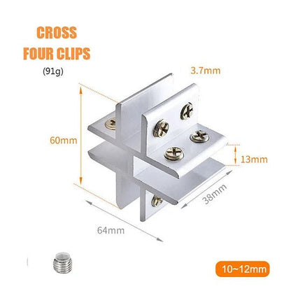 Sola Glass Clip | Space Aluminum, Easy Installation for 8 - 12mm Thick Glass - Hartwella