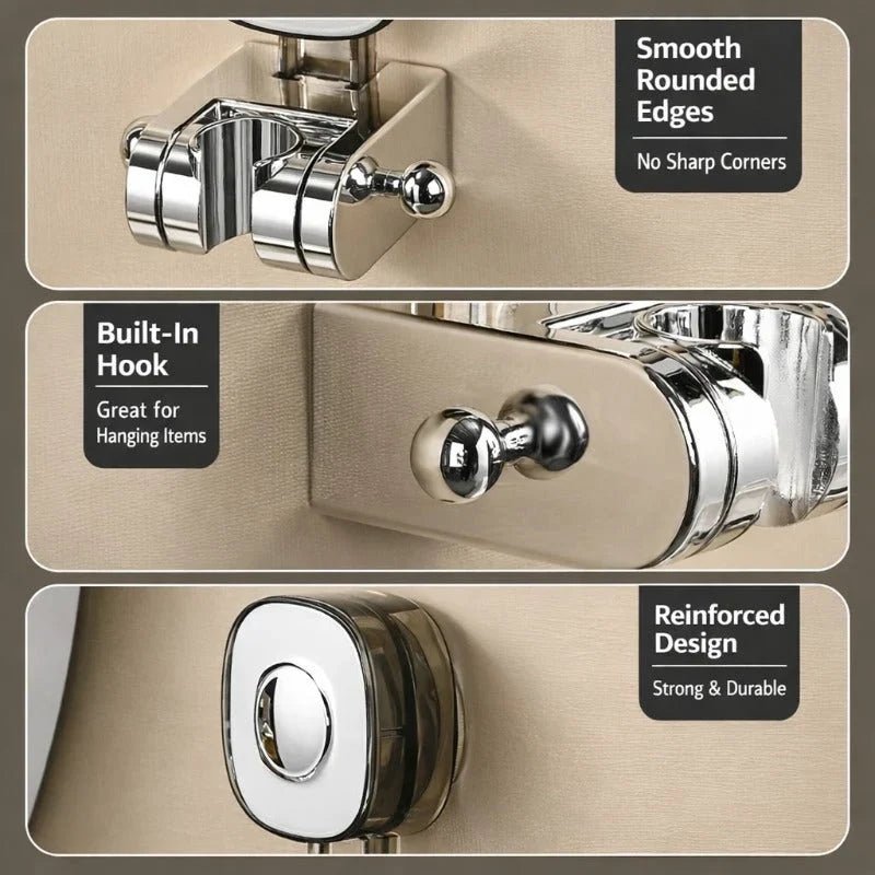 Sola Shower Head Holder | Adjustable Angle, Strong Suction, Rust-Resistant - Hartwella