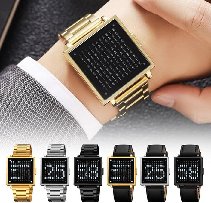 Sola Square Watch | Unique Letter Display, Water - Resistant - Hartwella