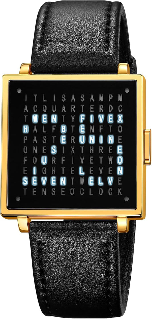Sola Square Watch | Unique Letter Display, Water - Resistant - Hartwella