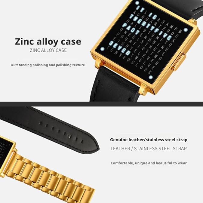 Sola Square Watch | Unique Letter Display, Water - Resistant - Hartwella
