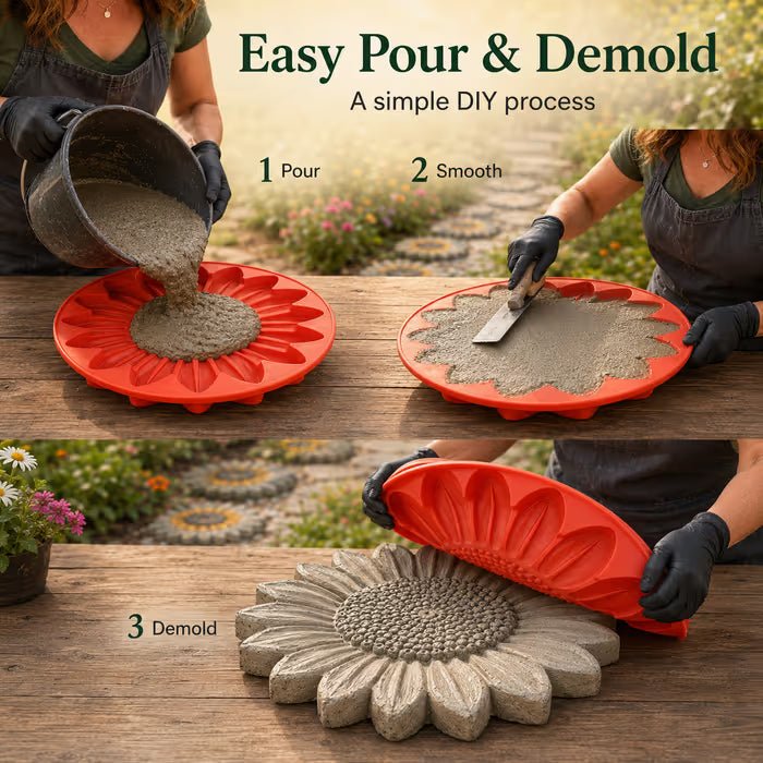 Sola Sunflower Mold | Reusable Garden Art for Custom Stepping Stones - Hartwella