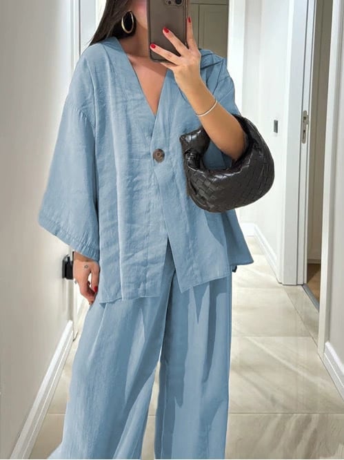 Sola Two - Piece Suit | Comfortable Linen, Versatile Style - Hartwella