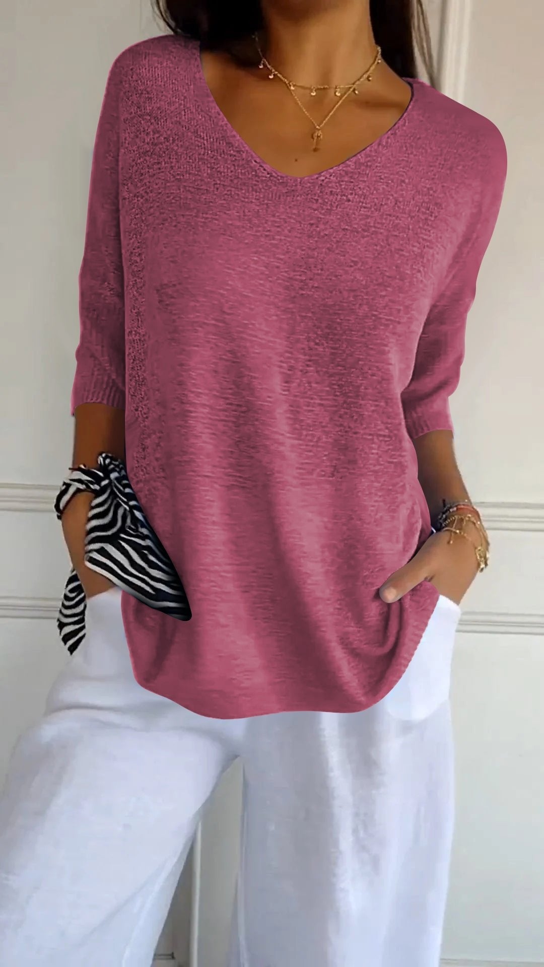 Sola V - Neck Top | Knitted, Minimalist Style - Hartwella