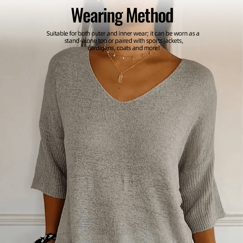 Sola V - Neck Top | Knitted, Minimalist Style - Hartwella