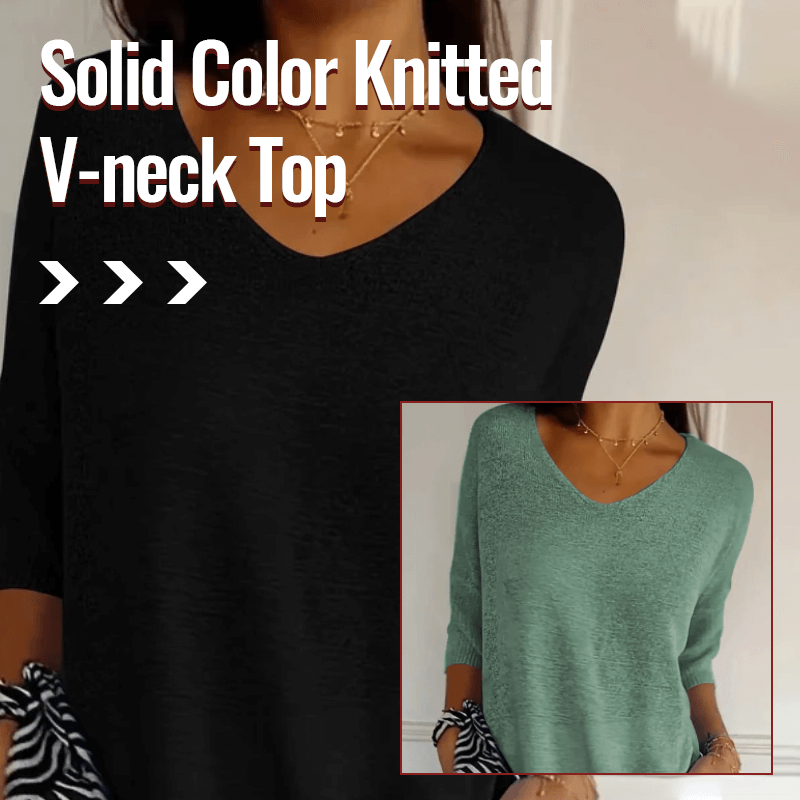 Sola V - Neck Top | Knitted, Minimalist Style - Hartwella