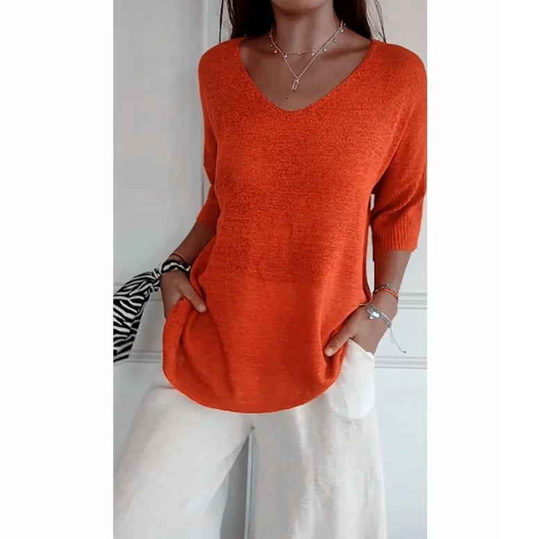 Sola V - Neck Top | Knitted, Minimalist Style - Hartwella