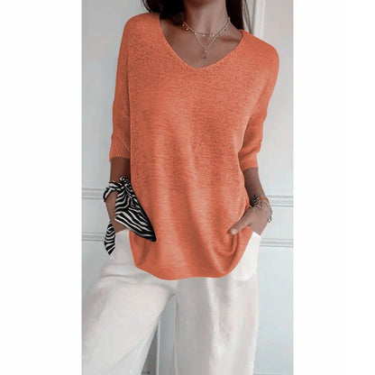 Sola V - Neck Top | Knitted, Minimalist Style - Hartwella