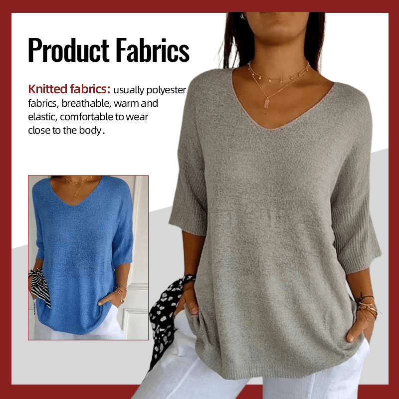 Sola V - Neck Top | Knitted, Minimalist Style - Hartwella