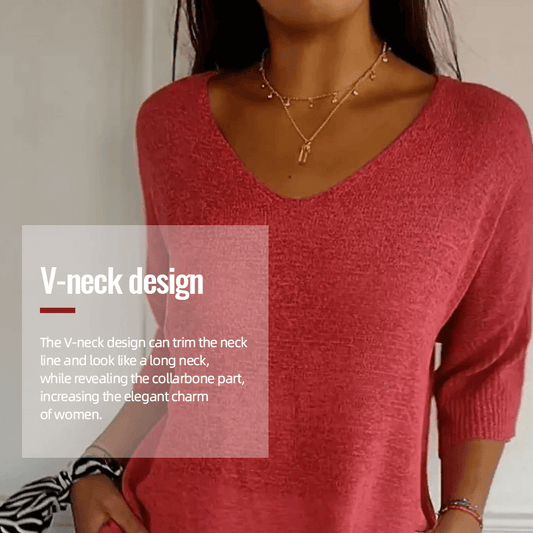 Sola V - Neck Top | Knitted, Minimalist Style - Hartwella