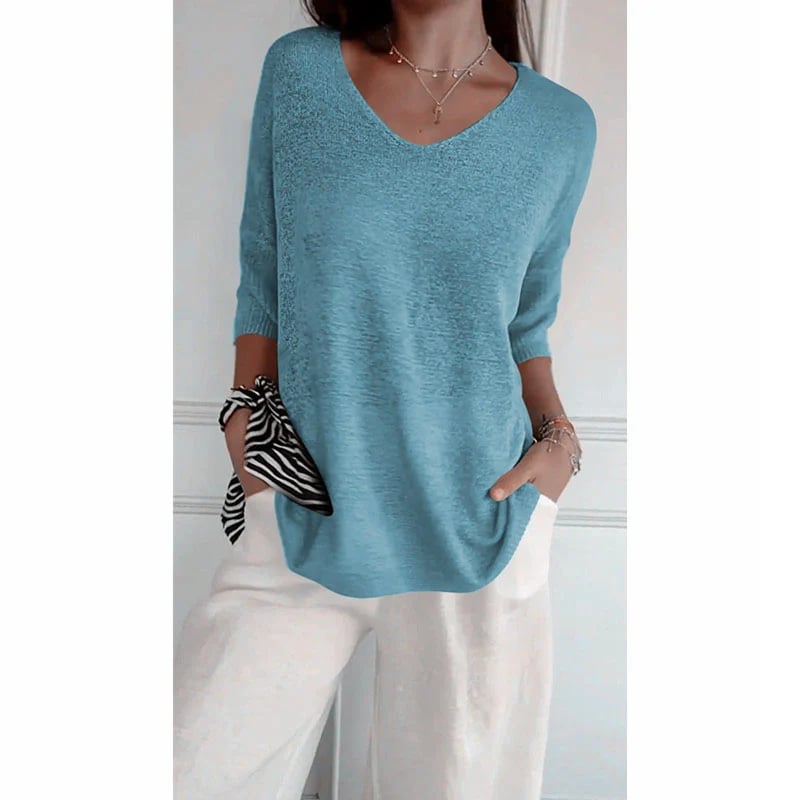 Sola V - Neck Top | Knitted, Minimalist Style - Hartwella