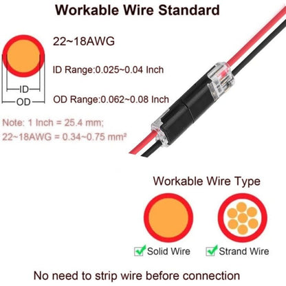 Sola Wire Connector | 2 - Pin Solderless Electrical Wire Connectors for LED Strips - Hartwella