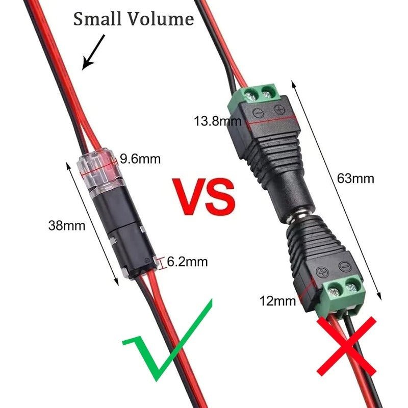 Sola Wire Connector | 2 - Pin Solderless Electrical Wire Connectors for LED Strips - Hartwella
