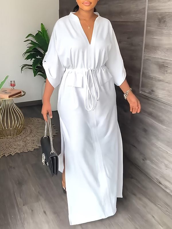 Sola Women's Dress | Lightweight Polyester, Casual Side Slit - Hartwella