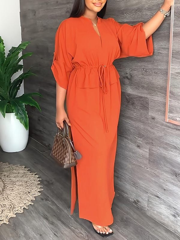 Sola Women's Dress | Lightweight Polyester, Casual Side Slit - Hartwella